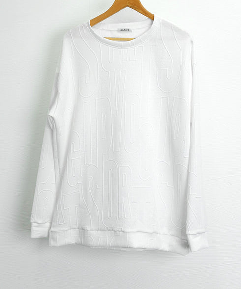 立体ロゴtシャツ 長袖 プルオーバー メンズ カジュアル ラウンドネック 無地 トップス エンボス加工 スウェット ゆったり カップルロンT おしゃれ 春秋服 33NZ-013