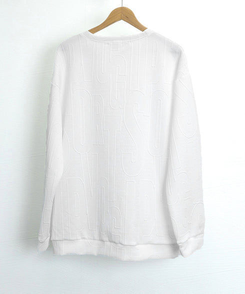 立体ロゴtシャツ 長袖 プルオーバー メンズ カジュアル ラウンドネック 無地 トップス エンボス加工 スウェット ゆったり カップルロンT おしゃれ 春秋服 33NZ-013