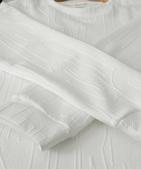 立体ロゴtシャツ 長袖 プルオーバー メンズ カジュアル ラウンドネック 無地 トップス エンボス加工 スウェット ゆったり カップルロンT おしゃれ 春秋服 33NZ-013