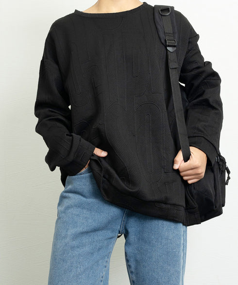 立体ロゴtシャツ 長袖 プルオーバー メンズ カジュアル ラウンドネック 無地 トップス エンボス加工 スウェット ゆったり カップルロンT おしゃれ 春秋服 33NZ-013