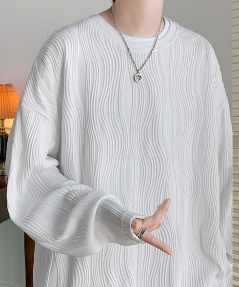 クルーネック トップス 長袖 Tシャツ メンズ ファッション ブラック ストリート カットソー ゆったり かっこいい 人気 ロングスリーブ 無地 お洒落 春秋服 33NZ-014