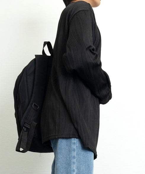 クルーネック トップス 長袖 Tシャツ メンズ ファッション ブラック ストリート カットソー ゆったり かっこいい 人気 ロングスリーブ 無地 お洒落 春秋服 33NZ-014