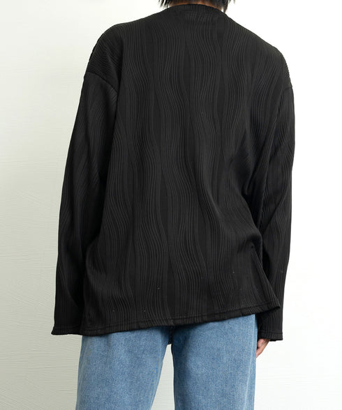 クルーネック トップス 長袖 Tシャツ メンズ ファッション ブラック ストリート カットソー ゆったり かっこいい 人気 ロングスリーブ 無地 お洒落 春秋服 33NZ-014