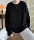 クルーネック トップス 長袖 Tシャツ メンズ ファッション ブラック ストリート カットソー ゆったり かっこいい 人気 ロングスリーブ 無地 お洒落 春秋服 33NZ-014