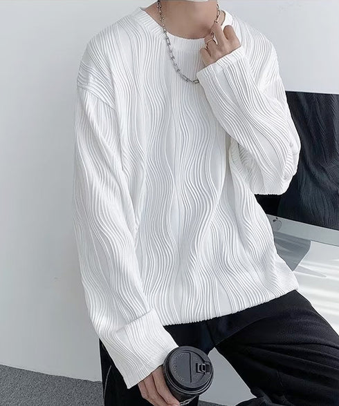 クルーネック トップス 長袖 Tシャツ メンズ ファッション ブラック ストリート カットソー ゆったり かっこいい 人気 ロングスリーブ 無地 お洒落 春秋服 33NZ-014