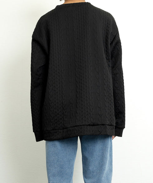 トレーナー 秋服 長袖 丸襟プルオーバー クルーネックカットソー メンズ ゆったり エンボス加工tシャツ 型押しスウェット かっこいい ルーズ カジュアルトップス 33NZ-015