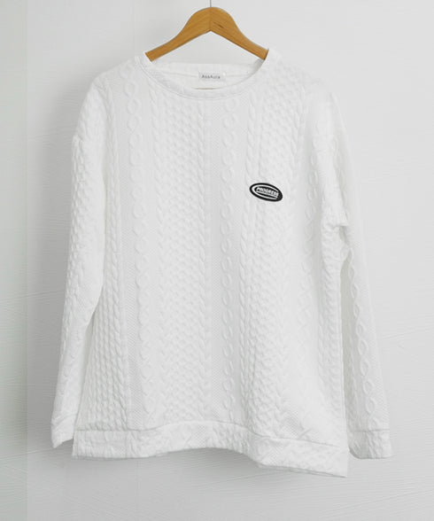 トレーナー 秋服 長袖 丸襟プルオーバー クルーネックカットソー メンズ ゆったり エンボス加工tシャツ 型押しスウェット かっこいい ルーズ カジュアルトップス 33NZ-015