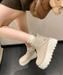 厚底ショートブーツ 秋冬シューズ美脚脚長 スエード調ブーツレディース ボリュームソール 厚底ブーツ 歩きやすい冬靴 カジュアル バッグファスナーブーツ 履きやすい 3JIANLONG-048