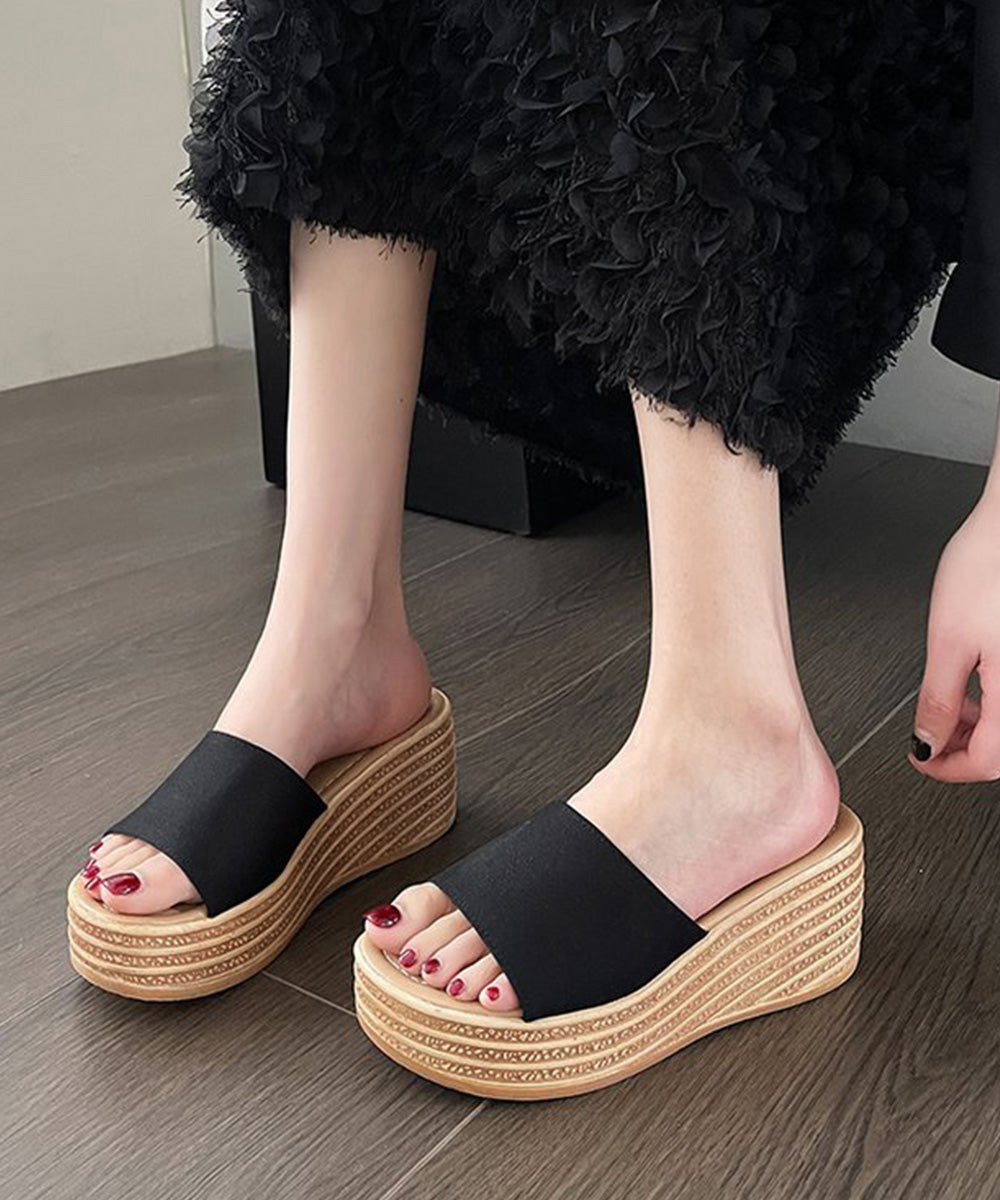 厚底サンダル ウエッジソールサンダル美脚 ブラック