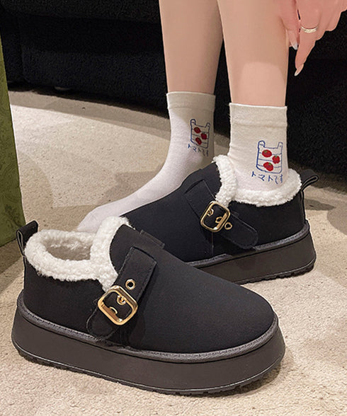 厚底ムートンブーツ 裏起毛ショートブーツ 歩きやすい防寒ブーツ レディース 保温 裏ボアブーツ ベルト付き 暖かいブーツ もこもこシューズ あったか冬靴 モカシン 3JIANLONG-079