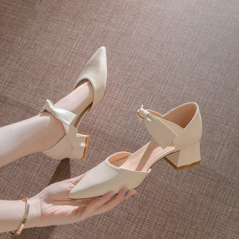 パンプス 痛くない リボンパンプスヒール きれいめパンプス 結婚式 チャンキーヒール 歩きやすいシューズ ヒール太め ポインテッドトゥ pumps 大人可愛い美脚 3MNIFEI-007
