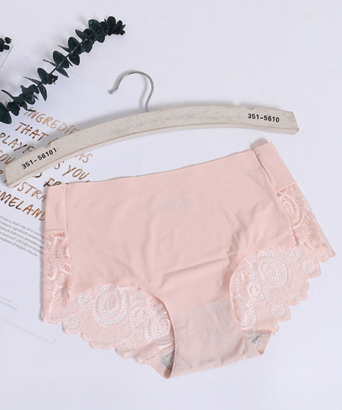 響かない ショーツ レディースシームレス バックレースショーツ セクシーランジェリー 涼感 冷感 プレーンショーツ 蒸れないスタンダードショーツ ハイウエスト無地 3SHUXIN-001