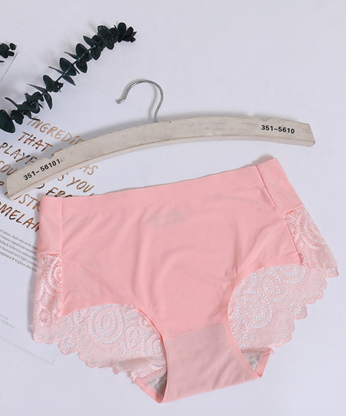 響かない ショーツ レディースシームレス バックレースショーツ セクシーランジェリー 涼感 冷感 プレーンショーツ 蒸れないスタンダードショーツ ハイウエスト無地 3SHUXIN-001