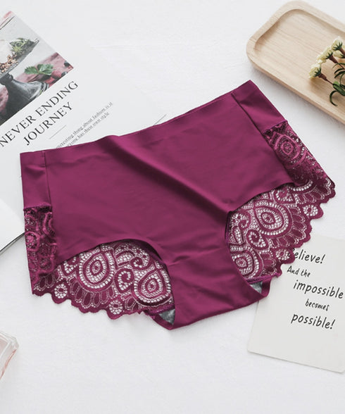 響かない ショーツ レディースシームレス バックレースショーツ セクシーランジェリー 涼感 冷感 プレーンショーツ 蒸れないスタンダードショーツ ハイウエスト無地 3SHUXIN-001