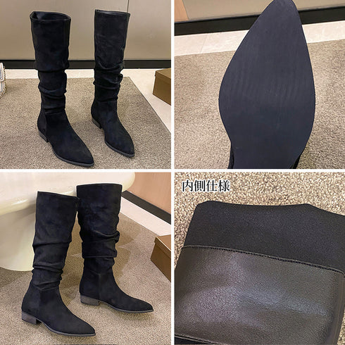 ロングブーツ レディーススエード調ブーツ 韓国 ローヒール ジョッキーブーツ くしゅくしゅ ニーハイブーツ 美脚脚長 通勤通学 カジュアル秋冬シューズ 歩きやすい 3HHAO-002