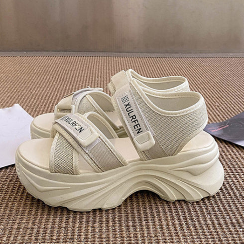 スポーツサンダル 厚底サンダルレディース おしゃれ サマーサンダル 韓国 マジックテープ クロスベルト 美脚シューズ 夏 歩きやすい カジュアルくつ 旅行痛くない 3HHAO-003