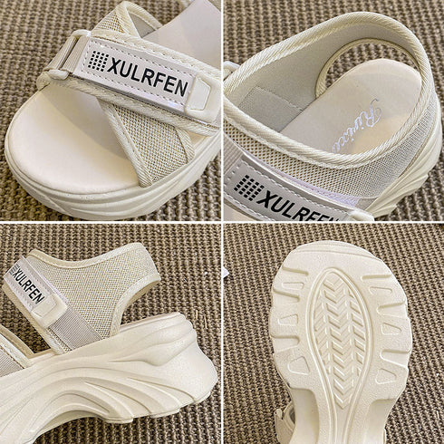 スポーツサンダル 厚底サンダルレディース おしゃれ サマーサンダル 韓国 マジックテープ クロスベルト 美脚シューズ 夏 歩きやすい カジュアルくつ 旅行痛くない 3HHAO-003