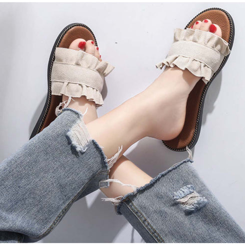 かわいい スリッパ サンダル かわいい スリッパ サンダル レディース 歩きやすい フラットシューズ ミュール 3JIANLONG-001