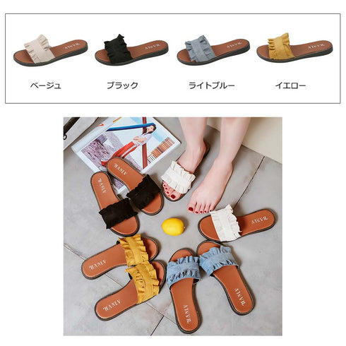 かわいい スリッパ サンダル かわいい スリッパ サンダル レディース 歩きやすい フラットシューズ ミュール 3JIANLONG-001