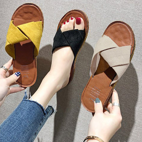 ぺたんこサンダル レディース フラット ぺたんこサンダル レディース フラット クロスストラップサンダル コンフォート ビーチサンダル スエ-ド調 スリッパ 3JIANLONG-022