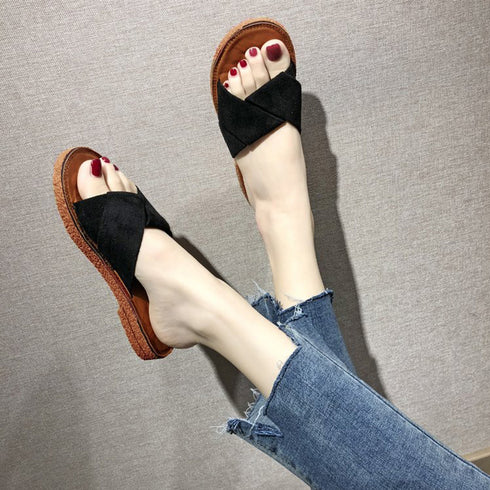 ぺたんこサンダル レディース フラット ぺたんこサンダル レディース フラット クロスストラップサンダル コンフォート ビーチサンダル スエ-ド調 スリッパ 3JIANLONG-022