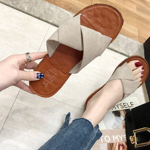 ぺたんこサンダル レディース フラット ぺたんこサンダル レディース フラット クロスストラップサンダル コンフォート ビーチサンダル スエ-ド調 スリッパ 3JIANLONG-022