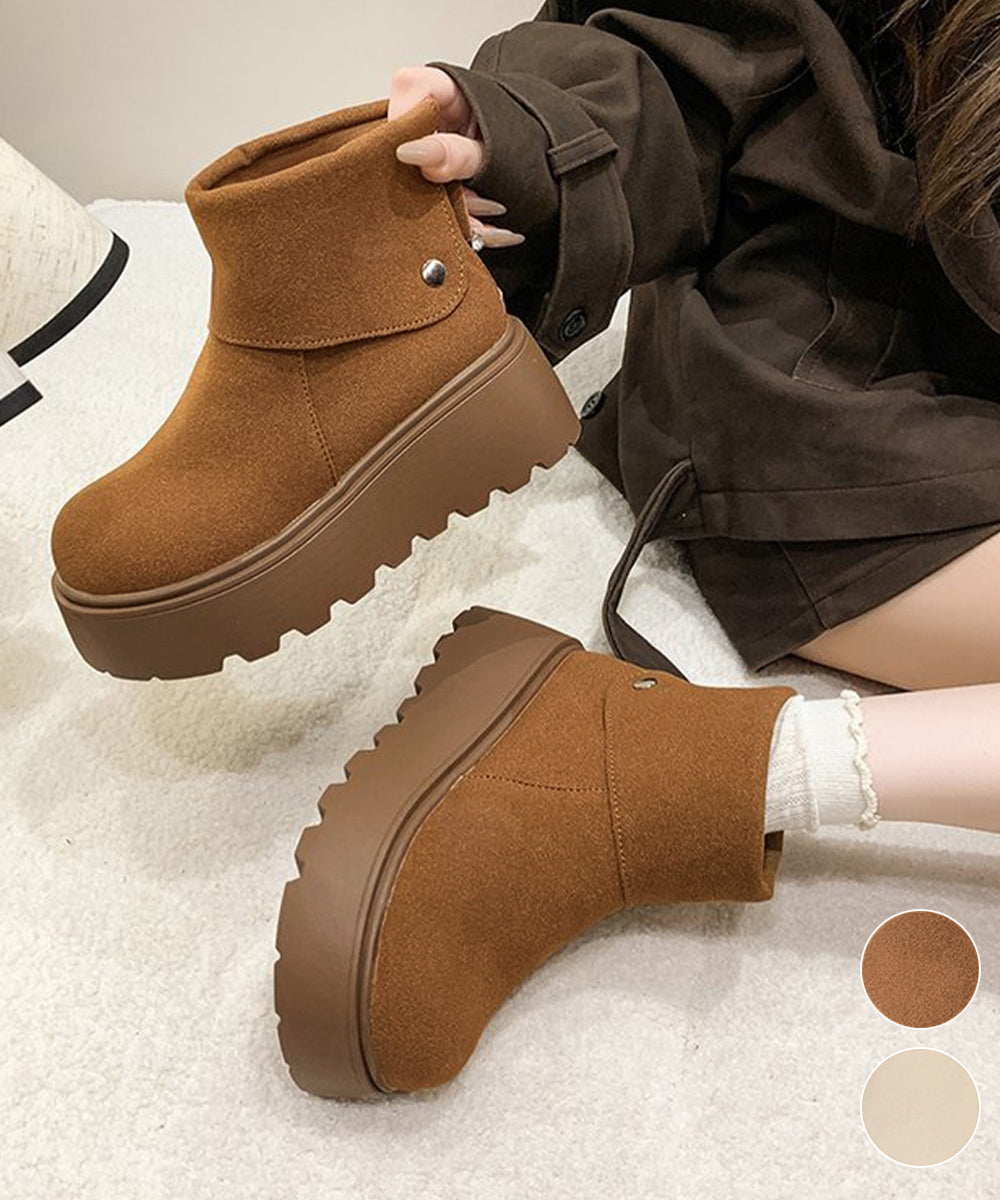 厚底ショートブーツ 秋冬シューズ美脚脚長