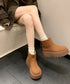 厚底ショートブーツ 秋冬シューズ美脚脚長 スエード調ブーツレディース ボリュームソール 厚底ブーツ 歩きやすい冬靴 カジュアル バッグファスナーブーツ 履きやすい 3JIANLONG-048