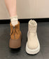 厚底ショートブーツ 秋冬シューズ美脚脚長 スエード調ブーツレディース ボリュームソール 厚底ブーツ 歩きやすい冬靴 カジュアル バッグファスナーブーツ 履きやすい 3JIANLONG-048