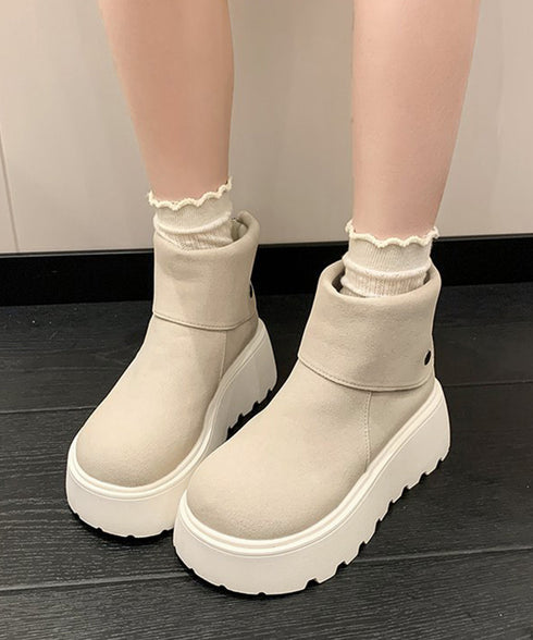 厚底ショートブーツ 秋冬シューズ美脚脚長 スエード調ブーツレディース ボリュームソール 厚底ブーツ 歩きやすい冬靴 カジュアル バッグファスナーブーツ 履きやすい 3JIANLONG-048