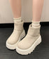 厚底ショートブーツ 秋冬シューズ美脚脚長 スエード調ブーツレディース ボリュームソール 厚底ブーツ 歩きやすい冬靴 カジュアル バッグファスナーブーツ 履きやすい 3JIANLONG-048