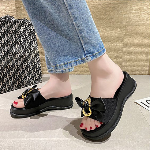 厚底サンダル 蝶結び レディース 夏靴 スリッパ ビーチサンダル 大人かわいい 歩きやすい 痛くない カジュアル サマーサンダル 韓国 リボン リゾートサンダル 3JIANLONG-049