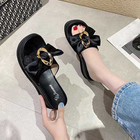 厚底サンダル 蝶結び レディース 夏靴 スリッパ ビーチサンダル 大人かわいい 歩きやすい 痛くない カジュアル サマーサンダル 韓国 リボン リゾートサンダル 3JIANLONG-049