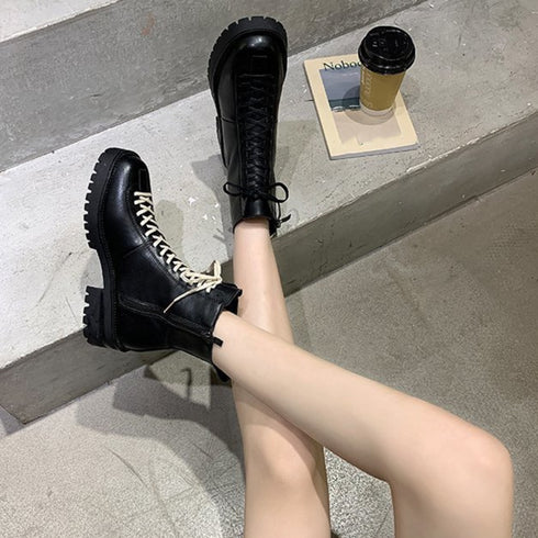 厚底 ショートブーツ レディース 裏起毛 カッコいい レースアップ ブーツ 履きやすい 編み上げ 美脚ブーツ 秋冬 カジュアルショートブーツ内ボア ストリート大人 3JIANLONG-054
