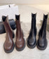 ショートブーツ レディース 厚底靴 美脚 チャンキーヒール ミドルブーツ ラウンドトゥ カジュアル靴 秋冬 バックジップブーツ 履きやすい 疲れにくいくつ人気新作 3JIANLONG-056
