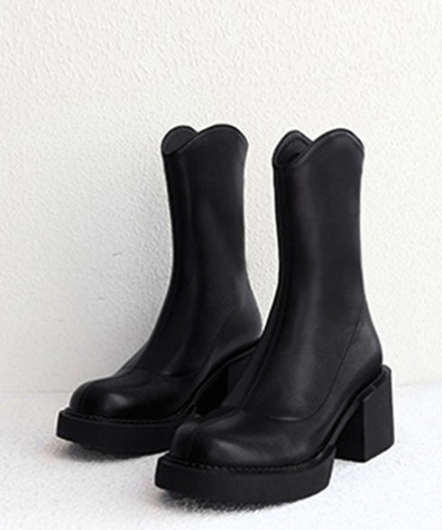 ショートブーツ レディース 厚底靴 美脚 チャンキーヒール ミドルブーツ ラウンドトゥ カジュアル靴 秋冬 バックジップブーツ 履きやすい 疲れにくいくつ人気新作 3JIANLONG-056