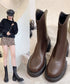 ショートブーツ レディース 厚底靴 美脚 チャンキーヒール ミドルブーツ ラウンドトゥ カジュアル靴 秋冬 バックジップブーツ 履きやすい 疲れにくいくつ人気新作 3JIANLONG-056