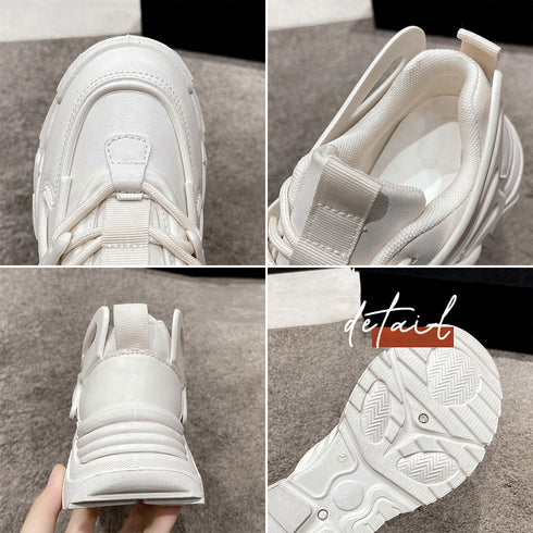 ダッドスニーカー 厚底 レディース 韓国 ボリュームスニーカー 黒 レースアップ 歩きやすいシューズ インヒール 美脚脚長 フラットシューズ カジュアル厚底靴 3JIANLONG-059