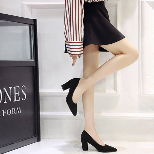 チャンキーヒール パンプス スウェード調 フォーマルパンプス 入学入園式 太ヒールパンプス オシャレ 卒業卒園式靴 ポインテッドトゥ 歩きやすい オフィスパンプス 3JIANLONG-060