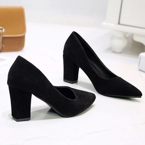 チャンキーヒール パンプス スウェード調 フォーマルパンプス 入学入園式 太ヒールパンプス オシャレ 卒業卒園式靴 ポインテッドトゥ 歩きやすい オフィスパンプス 3JIANLONG-060