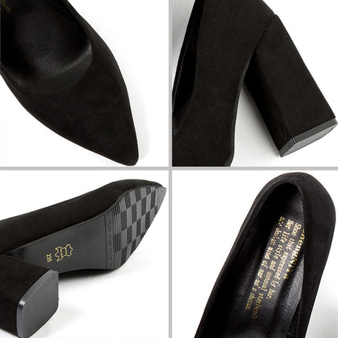 チャンキーヒール パンプス スウェード調 フォーマルパンプス 入学入園式 太ヒールパンプス オシャレ 卒業卒園式靴 ポインテッドトゥ 歩きやすい オフィスパンプス 3JIANLONG-060