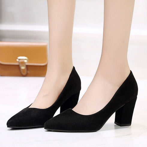 チャンキーヒール パンプス スウェード調 フォーマルパンプス 入学入園式 太ヒールパンプス オシャレ 卒業卒園式靴 ポインテッドトゥ 歩きやすい オフィスパンプス 3JIANLONG-060