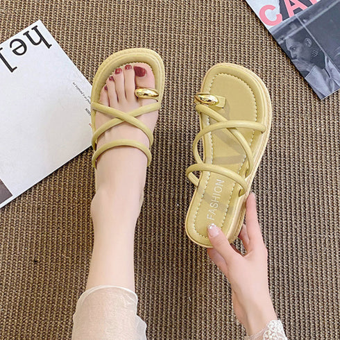 厚底 親指トングサンダル レディース美脚 おしゃれ クロス ストラップサンダル 履きやすい サマーサンダル 歩きやすい リゾートサンダル スクエアトゥ靴 可愛い 3JIANLONG-064