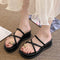 厚底 親指トングサンダル レディース美脚 おしゃれ クロス ストラップサンダル 履きやすい サマーサンダル 歩きやすい リゾートサンダル スクエアトゥ靴 可愛い 3JIANLONG-064