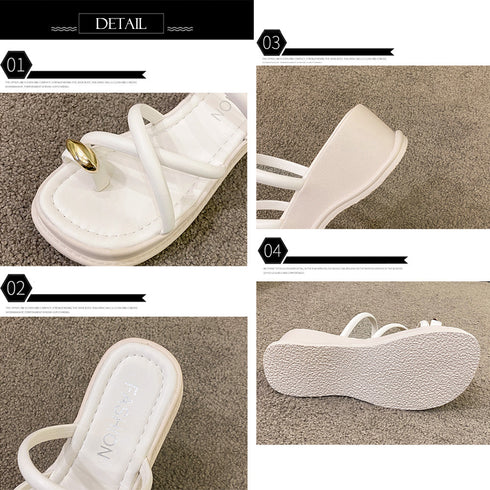 厚底 親指トングサンダル レディース美脚 おしゃれ クロス ストラップサンダル 履きやすい サマーサンダル 歩きやすい リゾートサンダル スクエアトゥ靴 可愛い 3JIANLONG-064