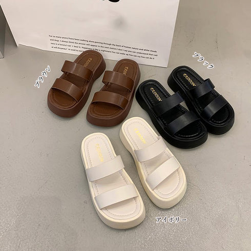 厚底サンダル ベルトフラットサンダル美脚 おしゃれレディース ミュールサンダル 履きやすい カジュアルシューズ ボリュームソール コンフォートサンダル 歩きやすい 3JIANLONG-066