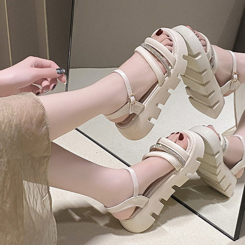 厚底サンダル レディース 美脚シューズ おしゃれ ストラップサンダル 歩きやすい サマーサンダル カジュアルシューズ 履きやすい靴 夏 可愛い 韓国ファッション 3JIANLONG-068