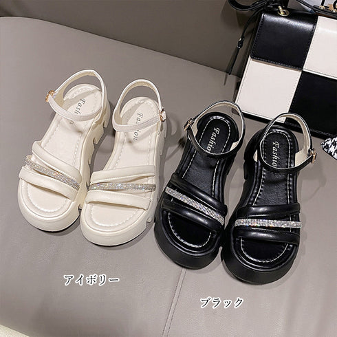 厚底サンダル レディース 美脚シューズ おしゃれ ストラップサンダル 歩きやすい サマーサンダル カジュアルシューズ 履きやすい靴 夏 可愛い 韓国ファッション 3JIANLONG-068