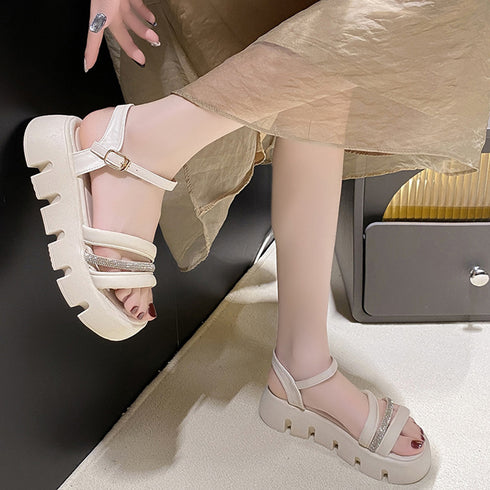 厚底サンダル レディース 美脚シューズ おしゃれ ストラップサンダル 歩きやすい サマーサンダル カジュアルシューズ 履きやすい靴 夏 可愛い 韓国ファッション 3JIANLONG-068