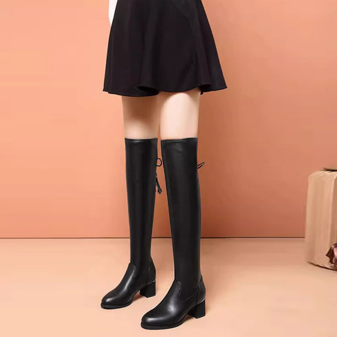 ニーハイブーツ レディース ロングブーツ ストレッチブーツ美脚脚長 韓国ファッション チャンキーヒールブーツ 痛くない 大人きれいめ トレンド靴 上品人気おしゃれ 3JIANLONG-071